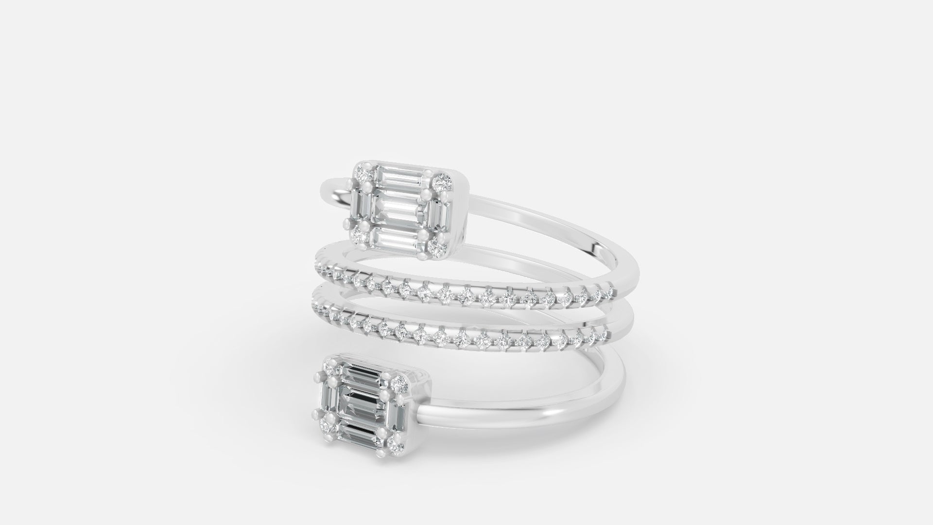 Sterling Silver Multi-Band CVD Diamond Ring (VVS EF-G
