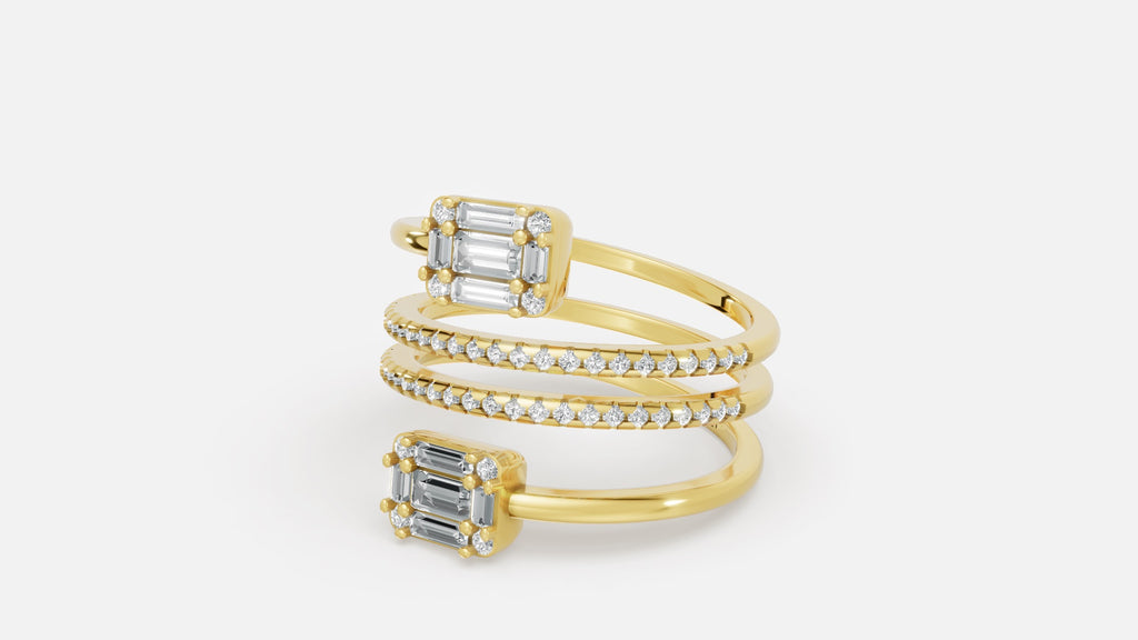 18K Gold Multi-Band CVD Diamond Ring (VVS EF-G, 0.65 Ct)