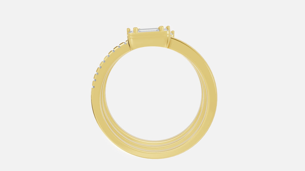 18K Gold Multi-Band CVD Diamond Ring (VVS EF-G, 0.65 Ct)