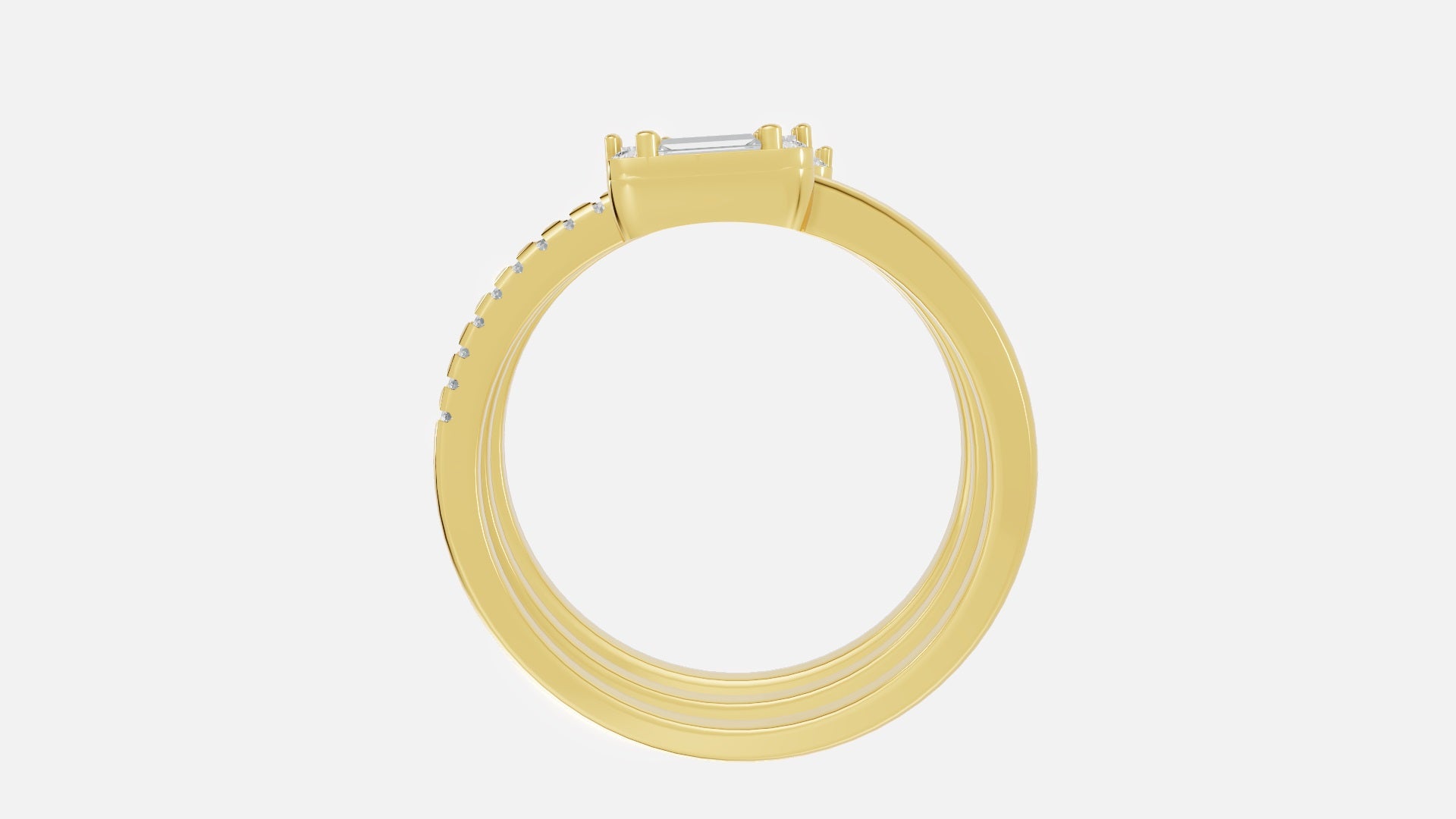 18K Gold Multi-Band CVD Diamond Ring (VVS EF-G, 0.65 Ct)