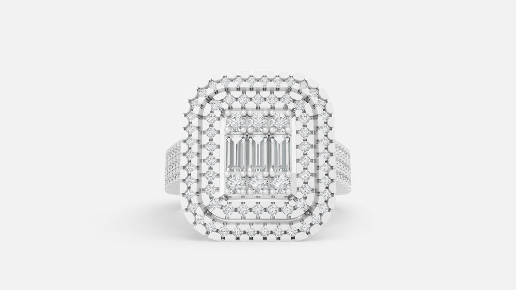 Sterling Silver Halo CVD Diamond Ring – VVS Clarity Elegance