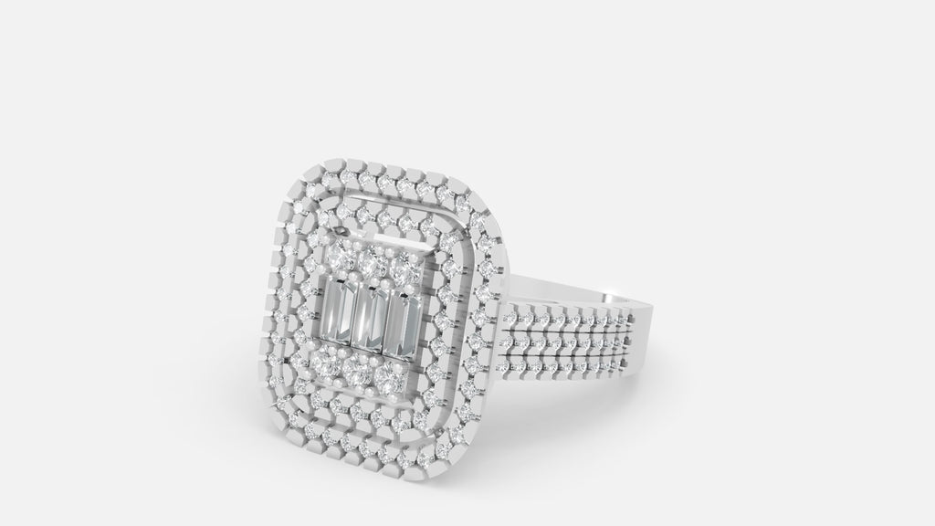 Sterling Silver Halo CVD Diamond Ring – VVS Clarity Elegance