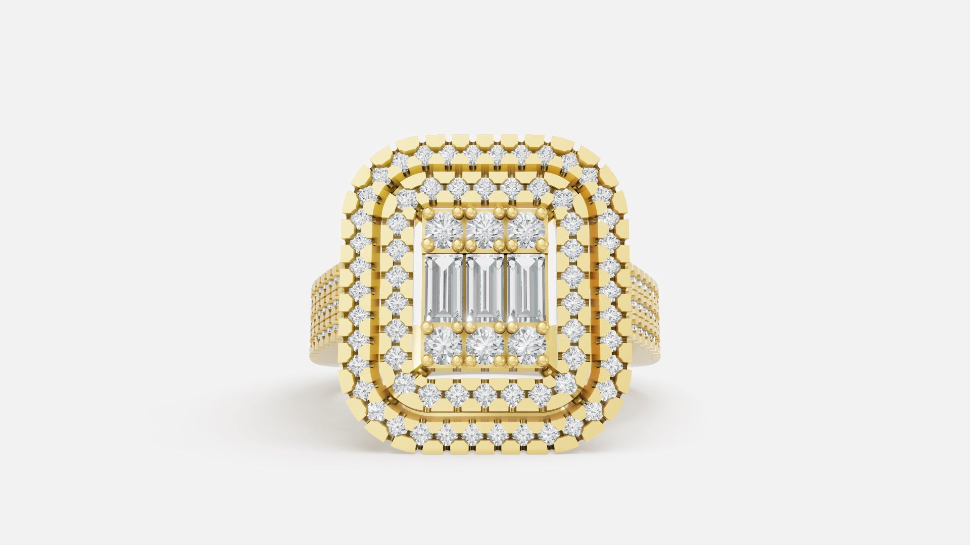 18K Gold Halo CVD Diamond Ring – VVS Clarity, Luxury Design