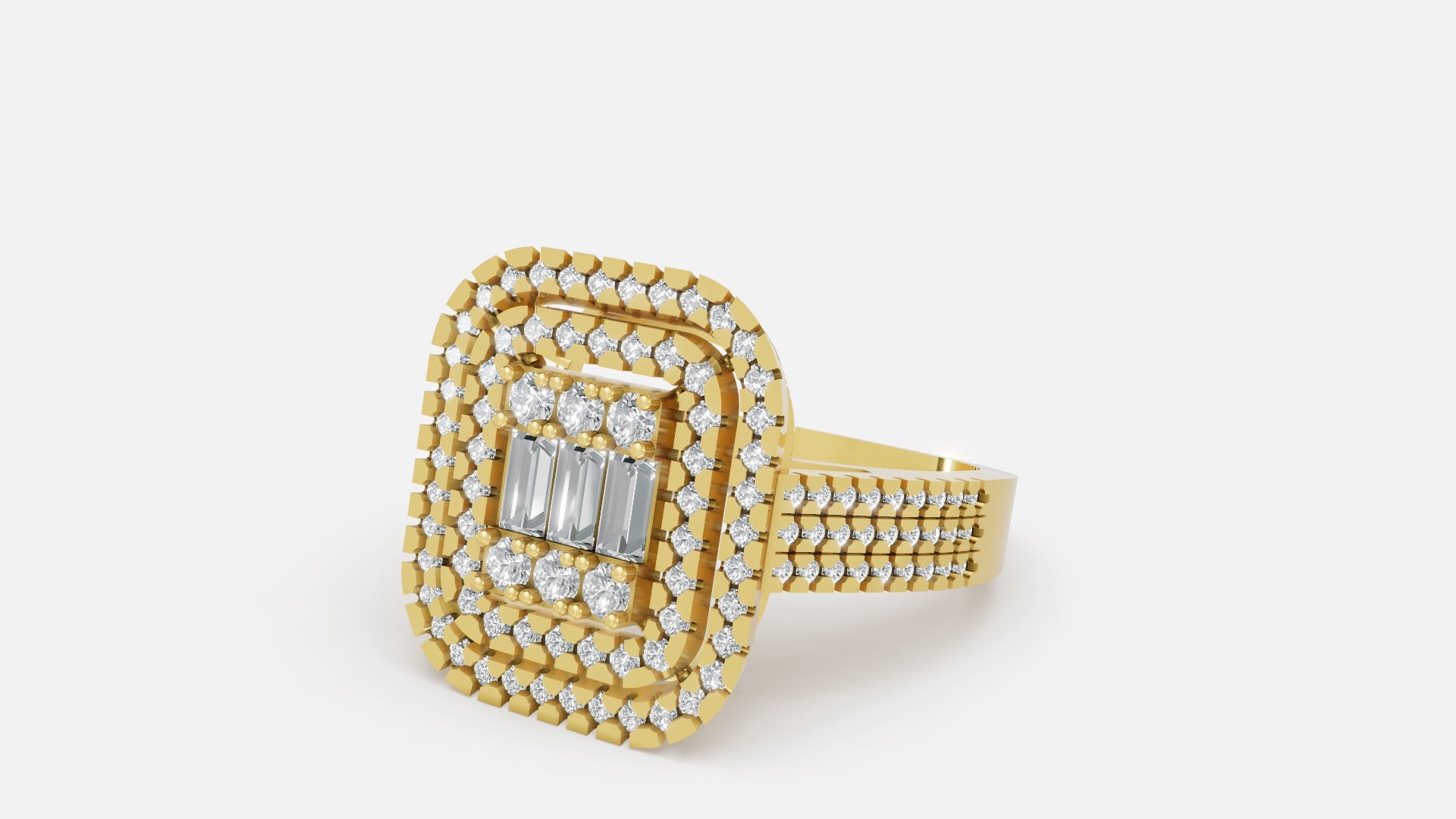 18K Gold Halo CVD Diamond Ring – VVS Clarity, Luxury Design