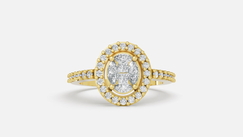 18K Gold Diamond Ring 3.10g VVS CVD Elegant Fine Ring