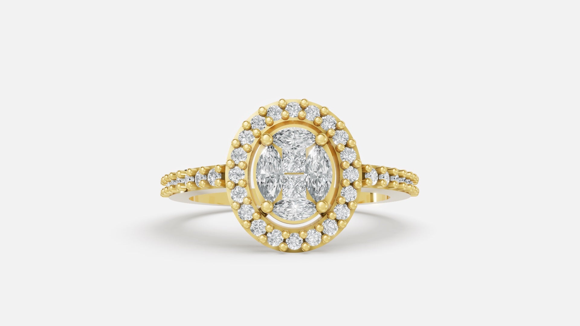 18K Gold Diamond Ring 3.10g VVS CVD Elegant Fine Ring