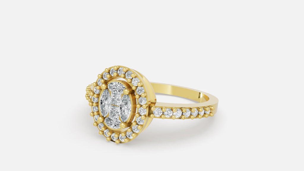 18K Gold Diamond Ring 3.10g VVS CVD Elegant Fine Ring