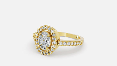 18K Gold Diamond Ring 3.10g VVS CVD Elegant Fine Ring