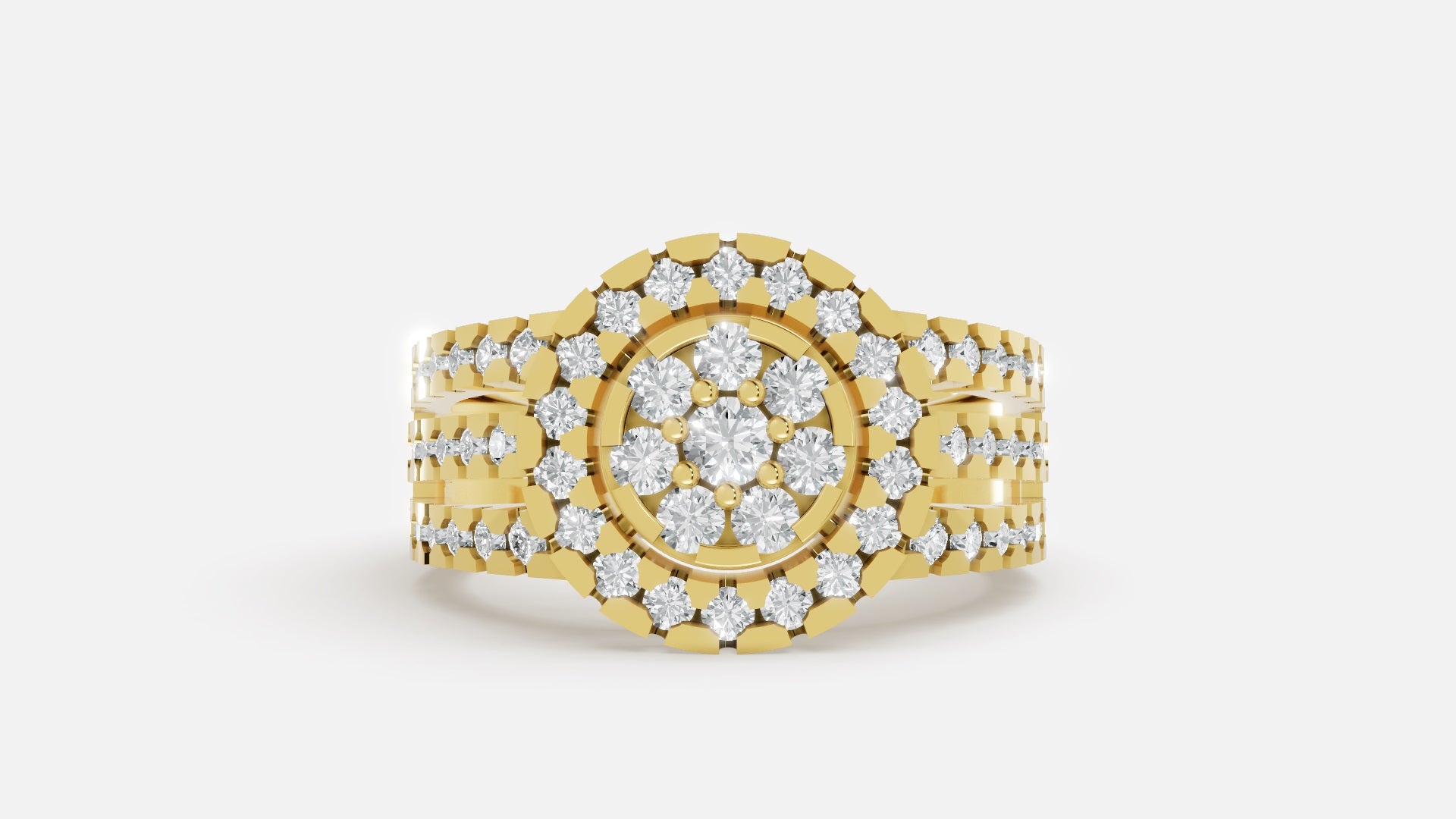 18K Gold Diamond Ring VVS CVD Elegant Fine Jewelry