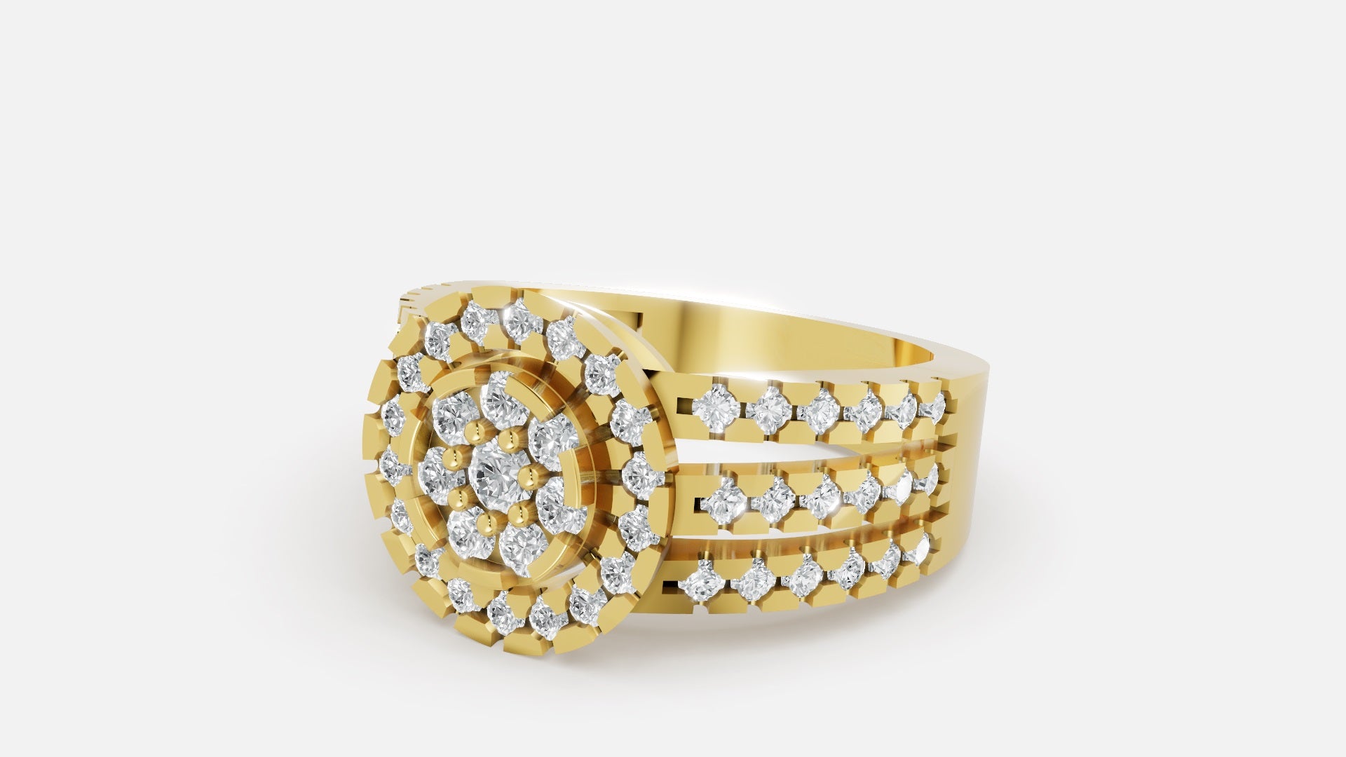 18K Gold Diamond Ring VVS CVD Elegant Fine Jewelry