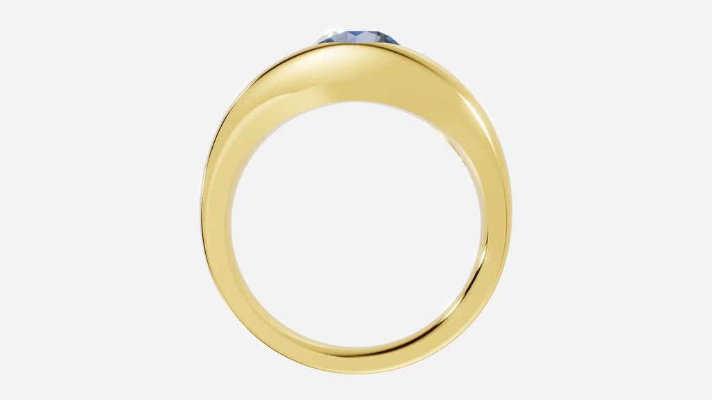 18K gold CVD diamond engagement ring VVS clarity 0.014CT polished gold band side profile