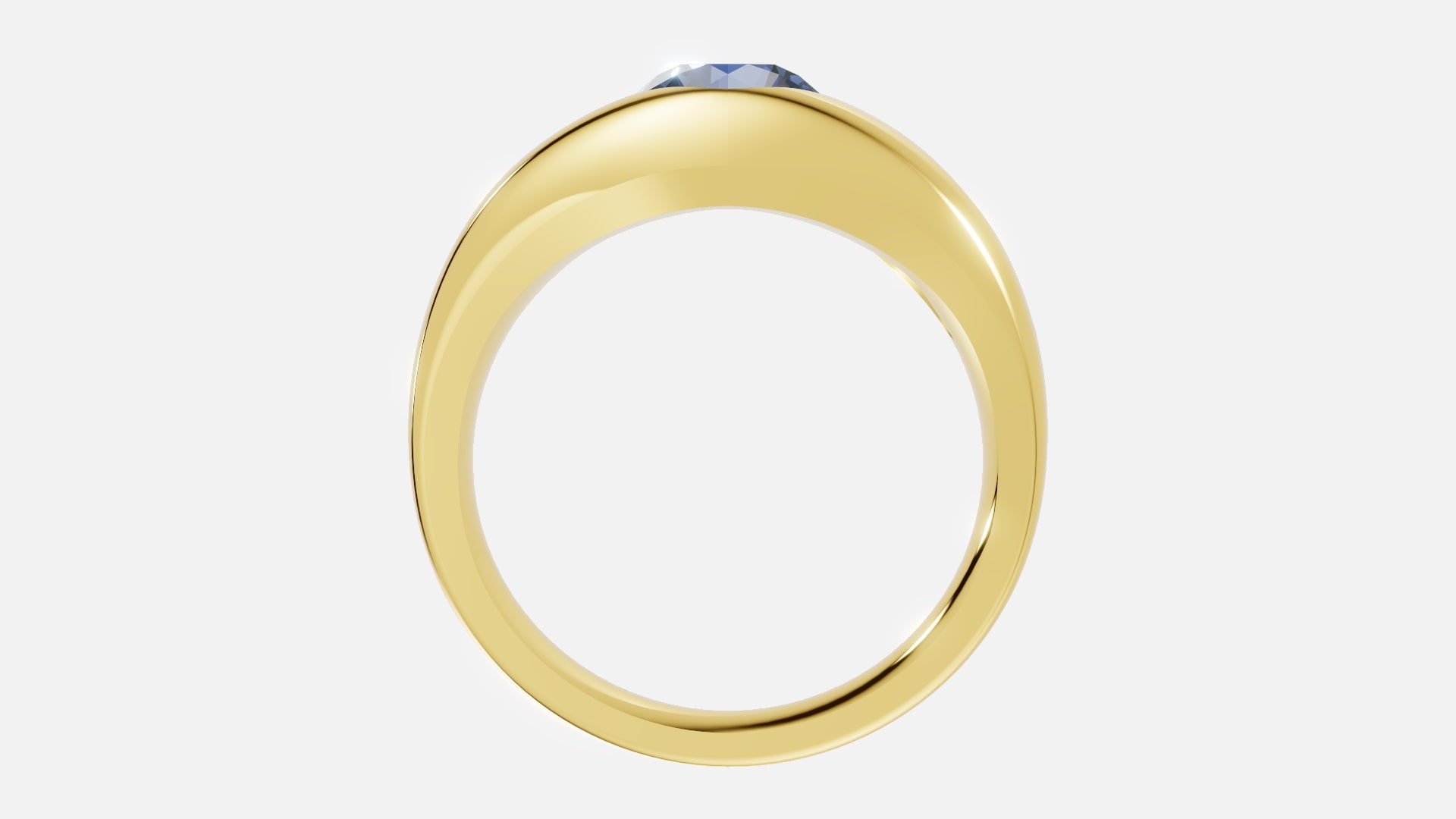 18K gold CVD diamond engagement ring VVS clarity 0.014CT polished gold band side profile