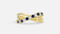 18K gold CVD diamond ring 0.245ct VVS elegant fine ring with blue stone twist design front view