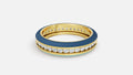18K gold CVD diamond enamel ring VVS clarity luxury ring with blue enamel front view