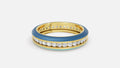 18K gold CVD diamond enamel ring VVS EF clarity with blue enamel diamond band front view