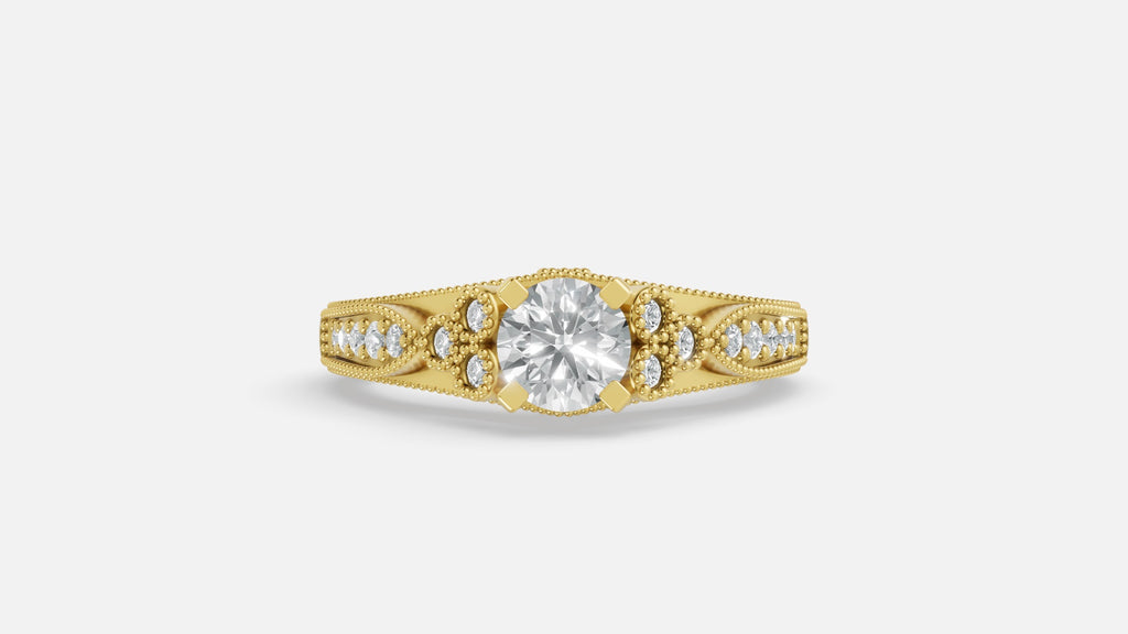18K gold CVD diamond engagement ring VVS front brilliance view