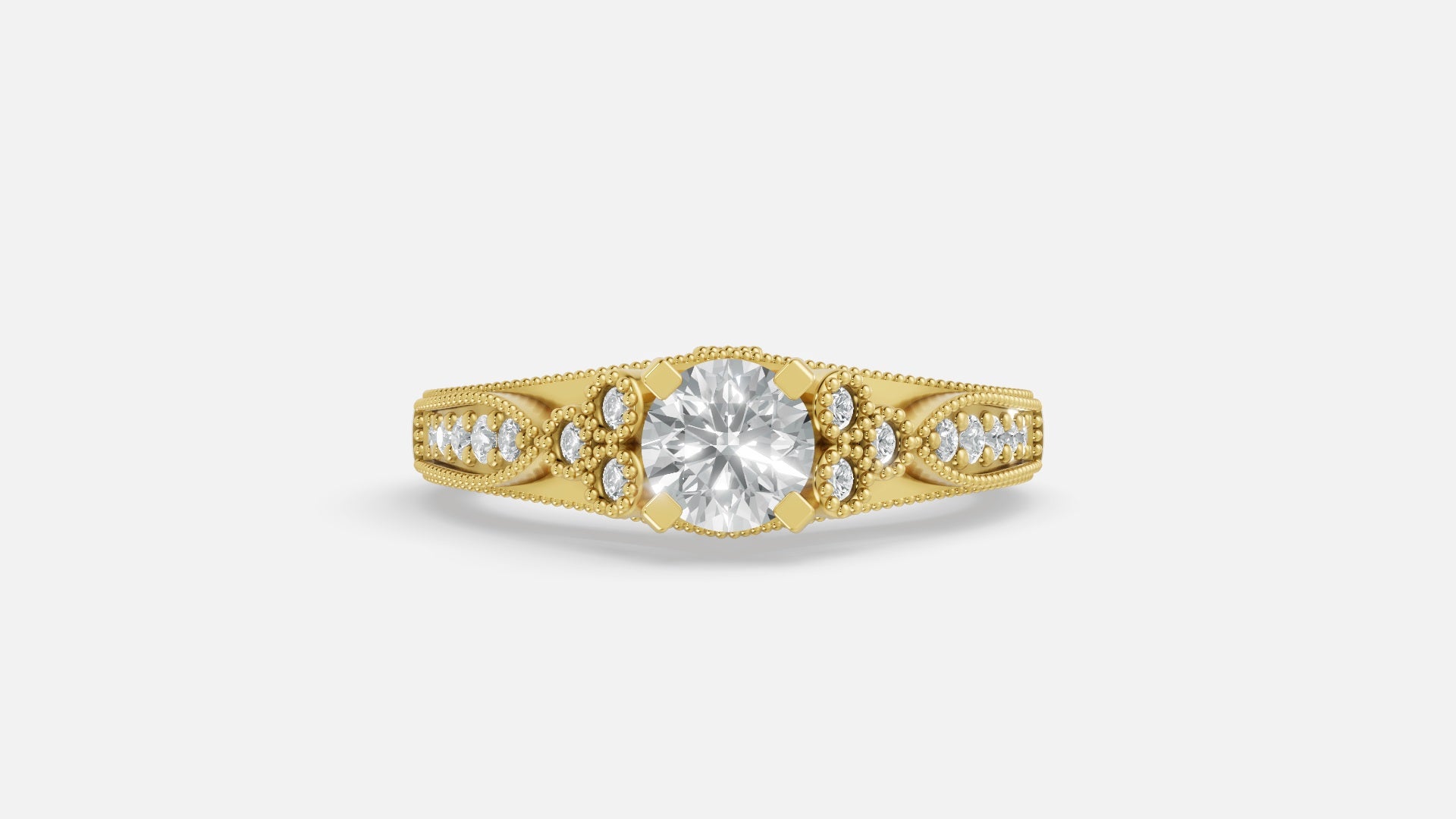 18K gold CVD diamond engagement ring VVS front brilliance view