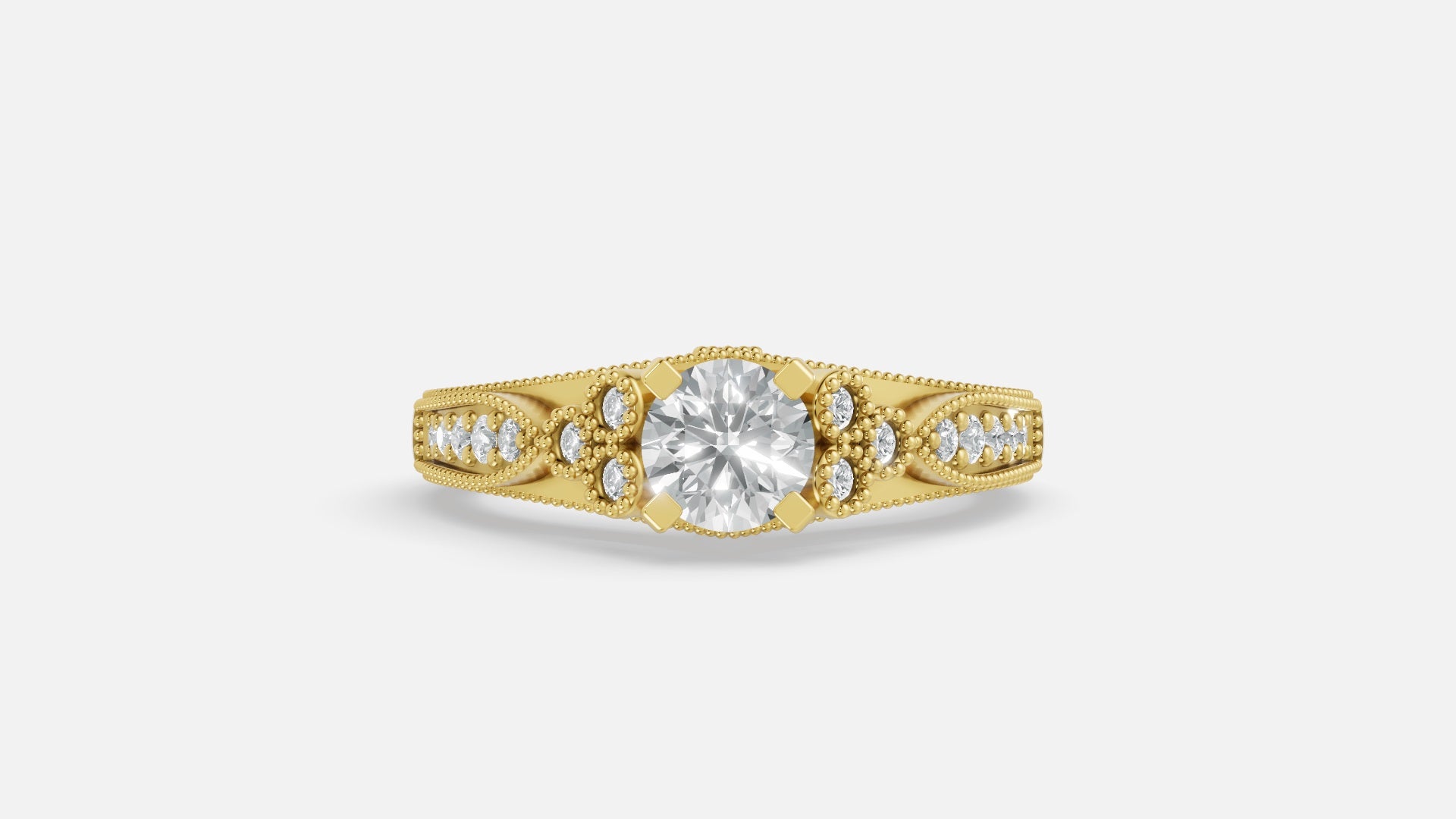 18K gold CVD diamond engagement ring VVS GH quality front view