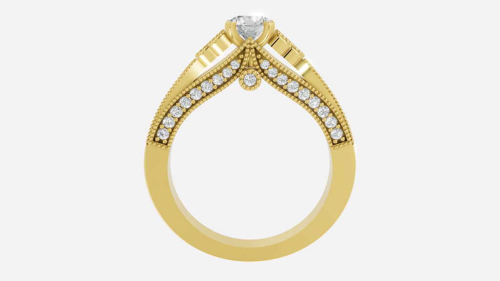 18K gold CVD diamond engagement ring side profile with VVS clarity