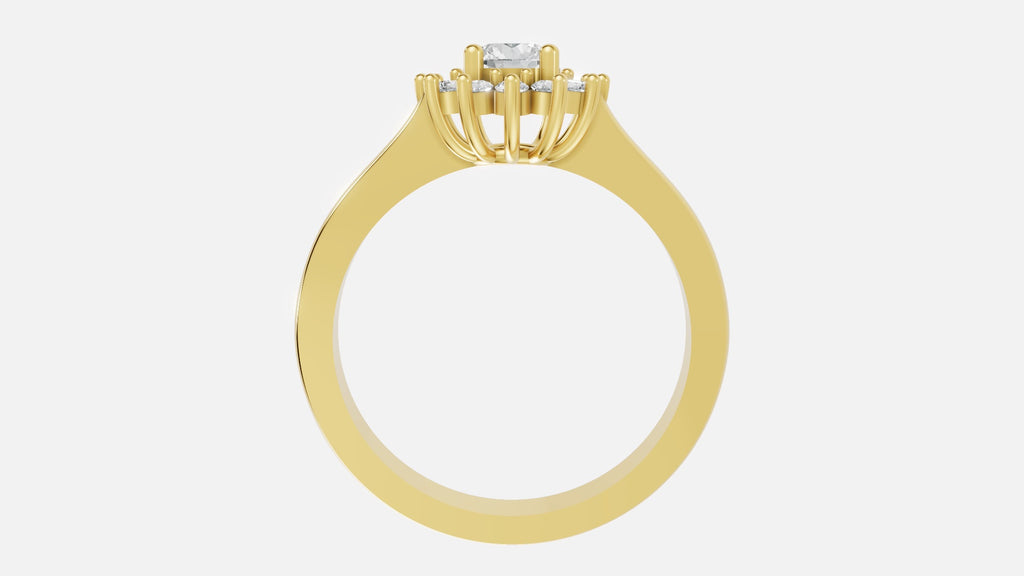 18K gold CVD diamond engagement ring 0.42ct VVS side profile with elegant halo setting