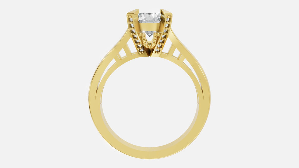 18K gold CVD diamond engagement ring VVS EF 6.5 US side profile with elevated diamond setting
