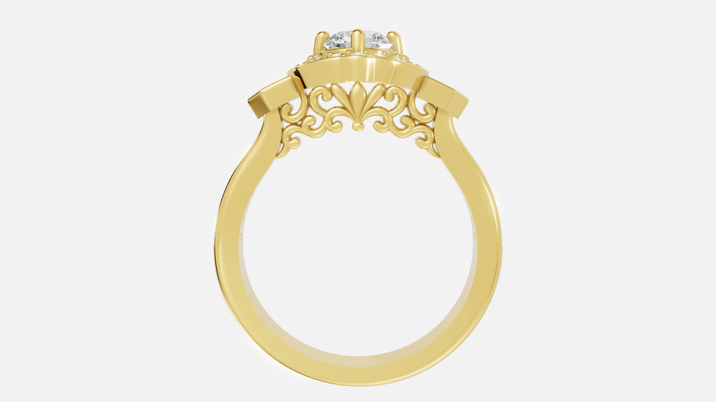 18K gold CVD diamond engagement ring 0.85ct VVS gallery detail side profile