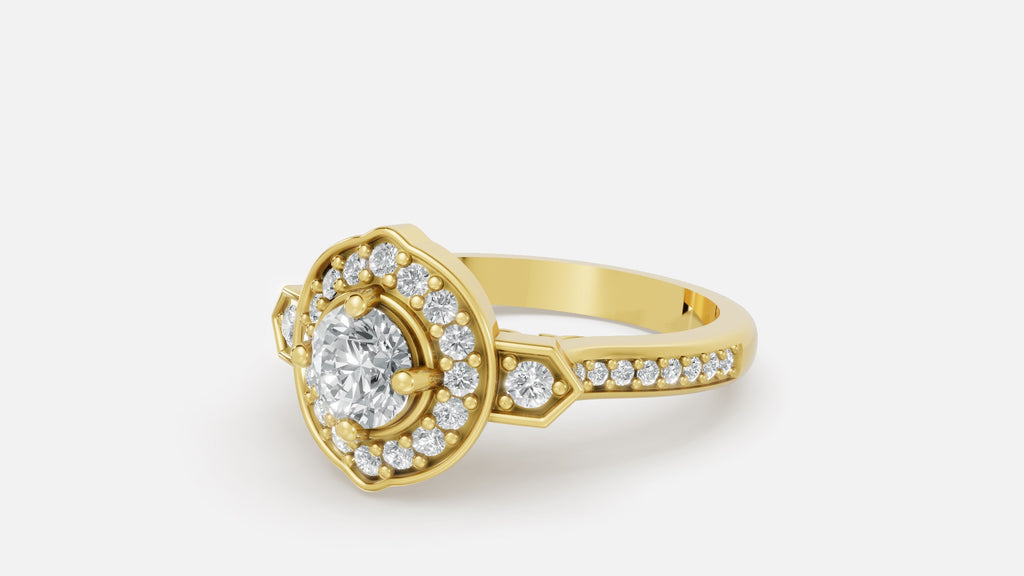 18K gold CVD diamond engagement ring 0.85ct VVS elegant side angle view