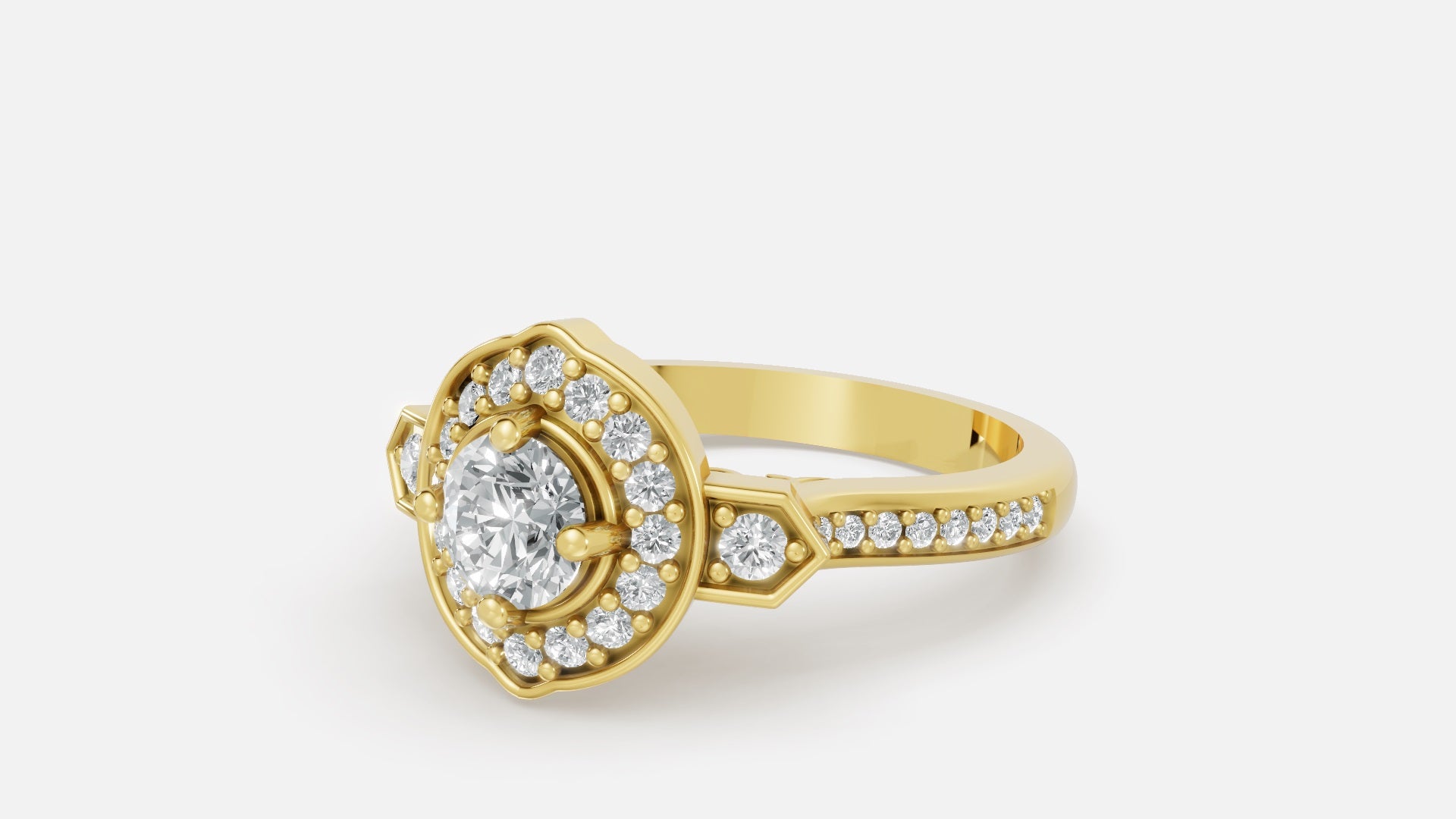 18K gold CVD diamond engagement ring 0.85ct VVS elegant side angle view