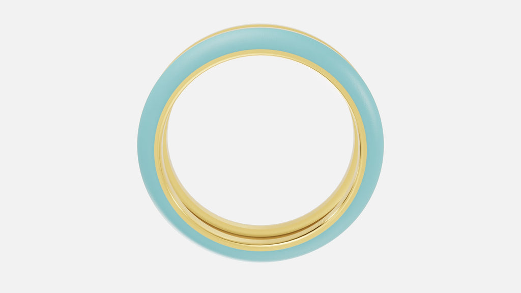 18K gold CVD diamond enamel ring VVS EF clarity side profile with polished gold enamel band