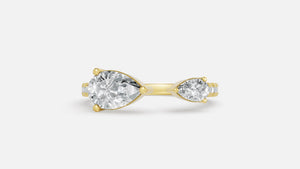 Pear Shaped Lab Grown Diamond Open Cuff 18K Gold Ring