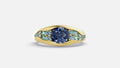 18K gold CVD diamond engagement ring VVS clarity 0.014CT with royal blue center diamond front view