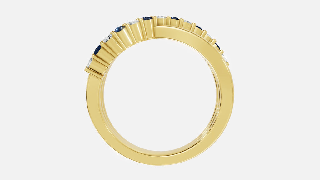 18K gold CVD diamond ring 0.245ct VVS elegant fine ring side profile with blue and white stones