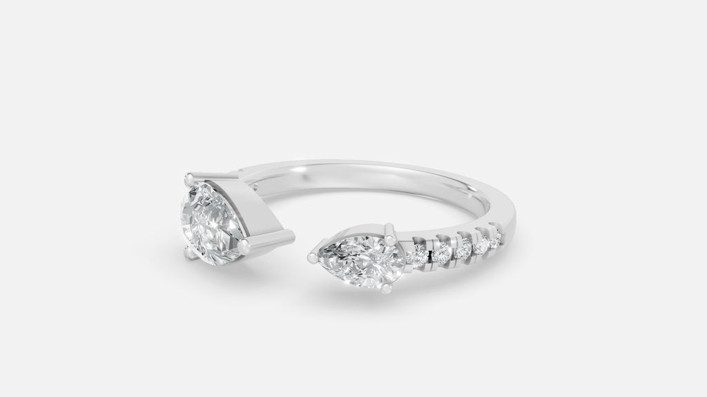 925 silver pear shape diamond ring luxury angle display for women