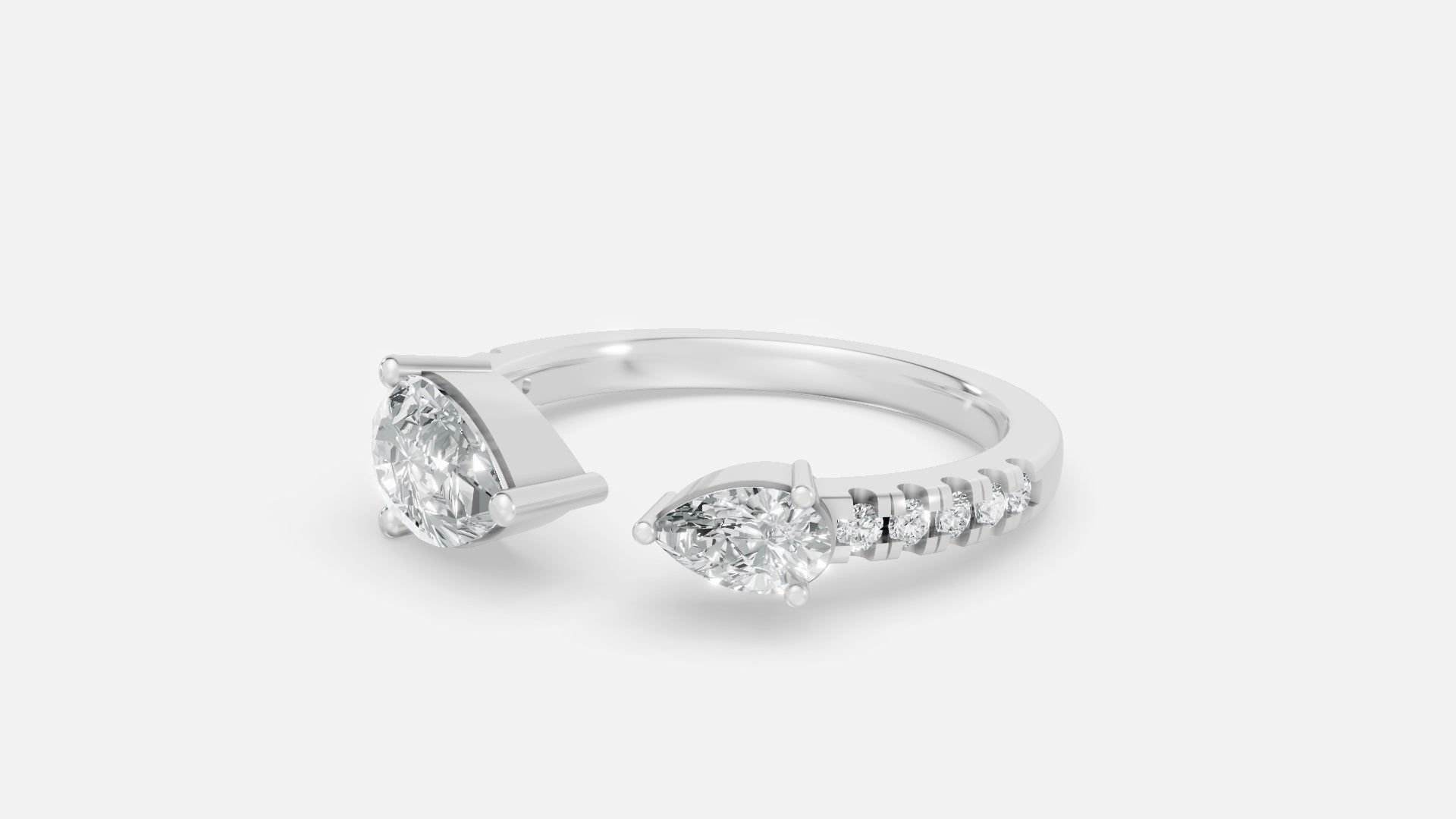 925 silver pear shape diamond ring luxury angle display for women