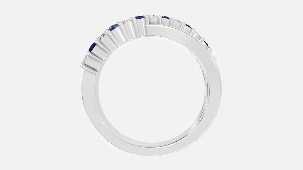 925 silver CVD diamond ring side profile with elegant curved band