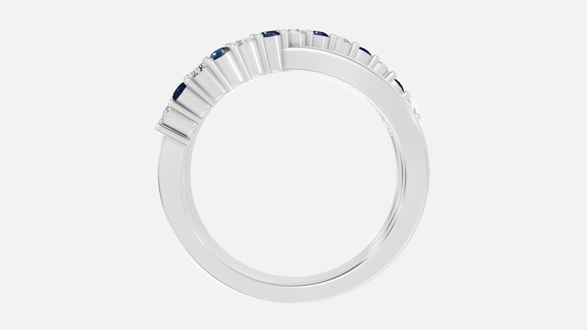 925 silver CVD diamond ring side profile with elegant curved band