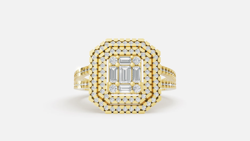 18K Gold CVD Diamond Ring VVS | Luxury Fine Ring