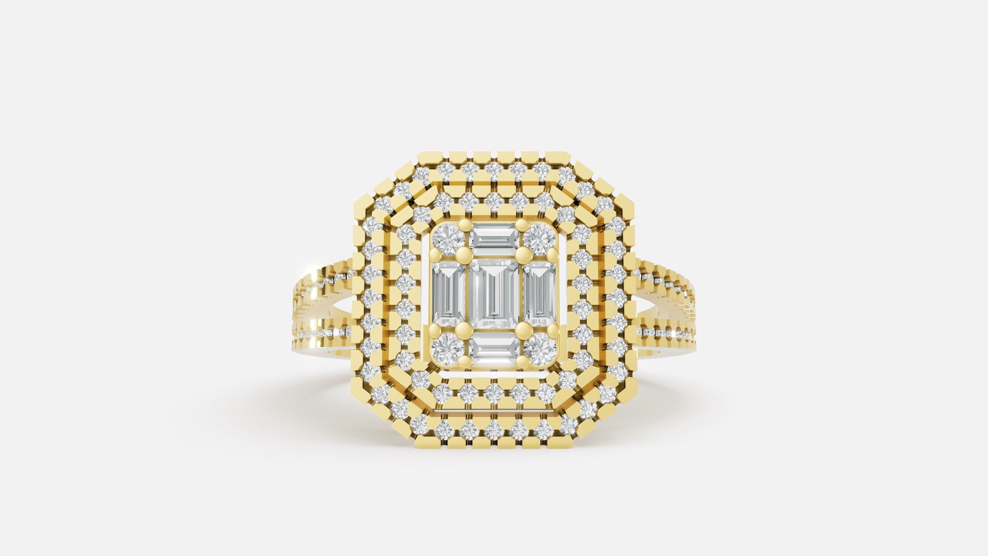 18K Gold CVD Diamond Ring VVS | Luxury Fine Ring
