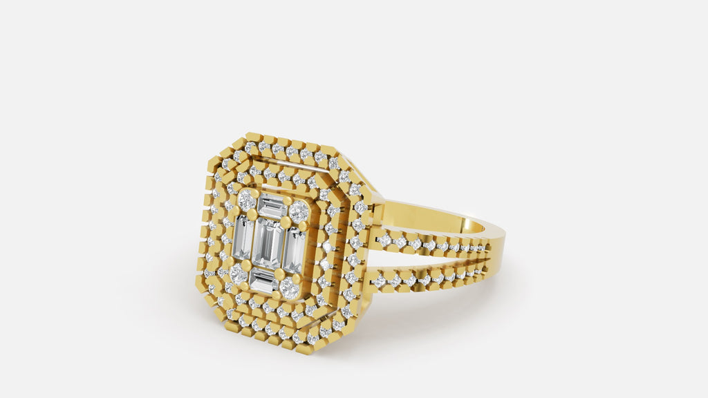 18K Gold CVD Diamond Ring VVS | Luxury Fine Ring
