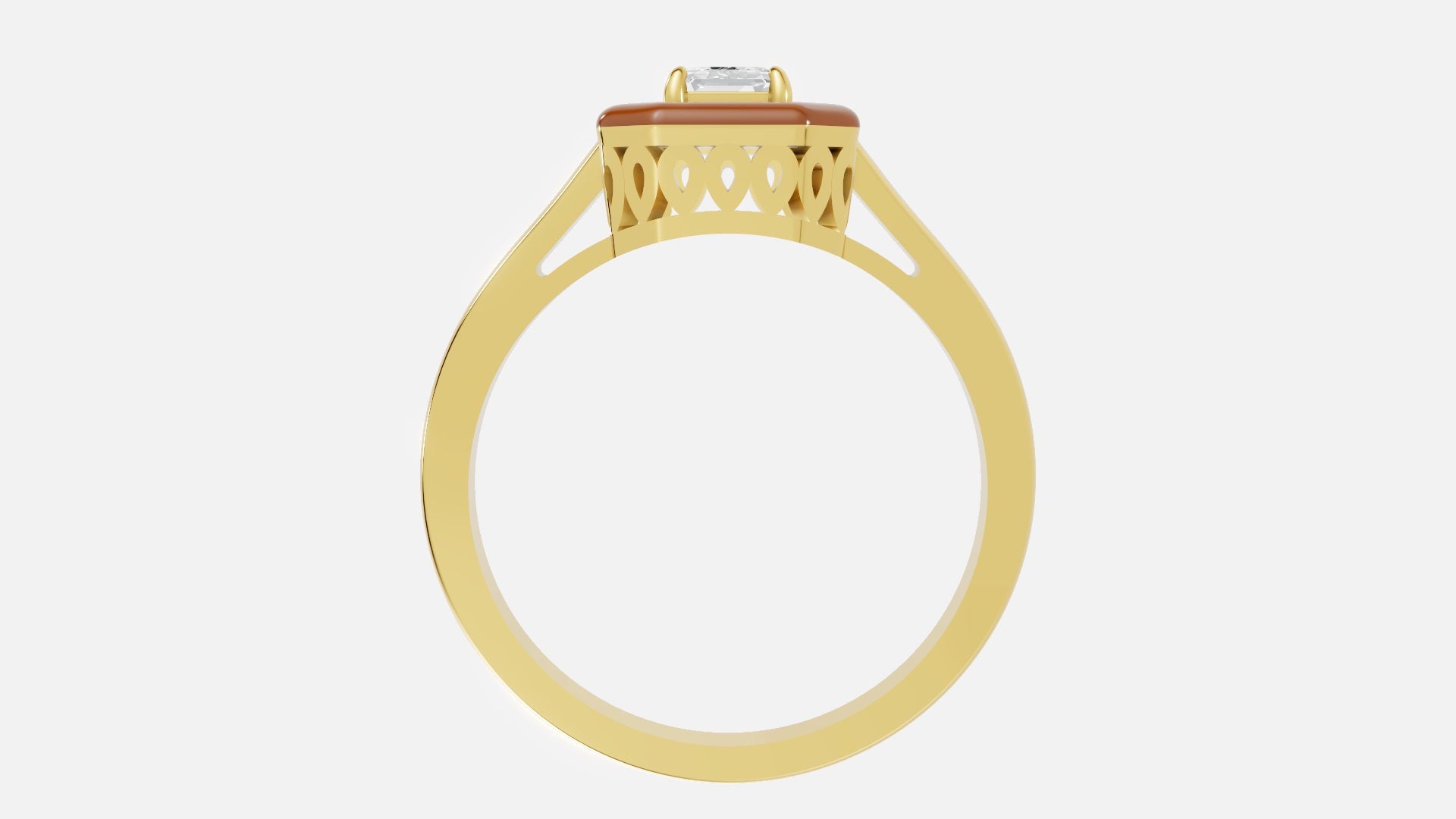 18K Gold Diamond Enamel Ring | VVS CVD Diamond 0.42ct