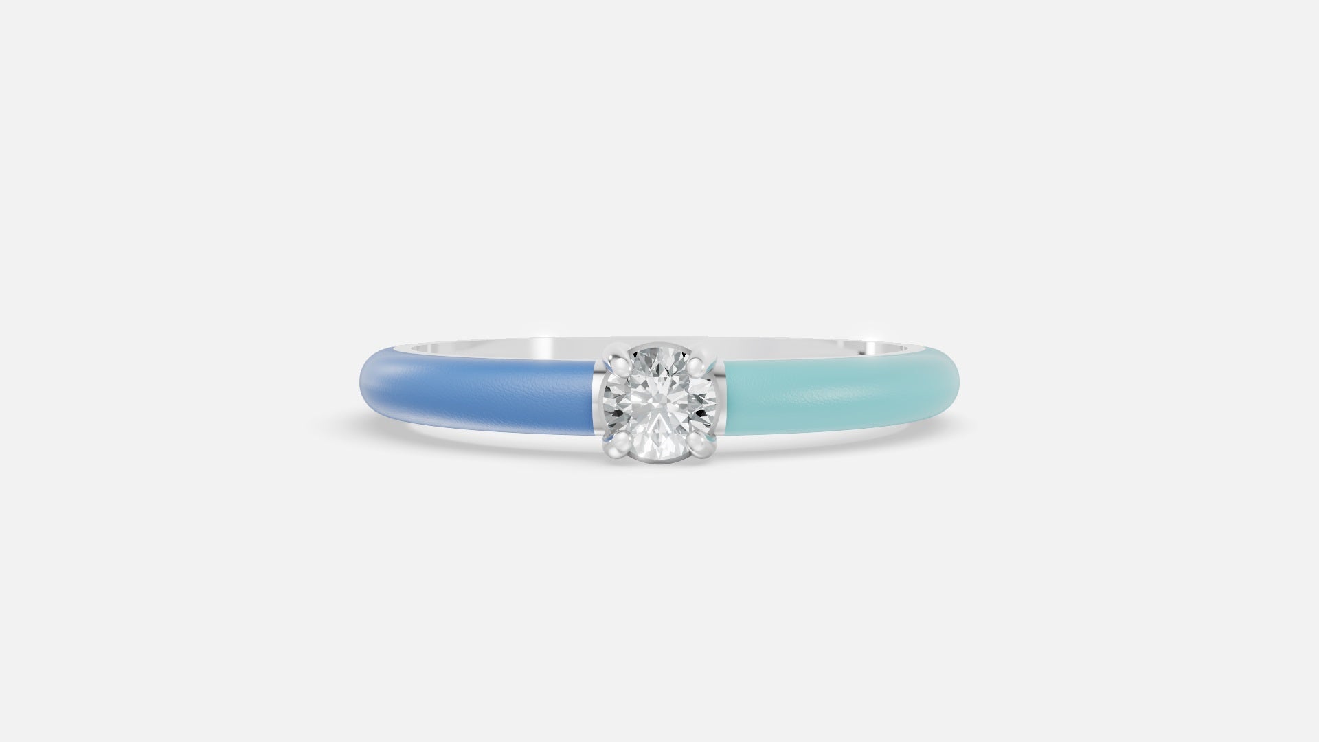 Silver Diamond Enamel Ring – VVS CVD Diamond Minimal Design