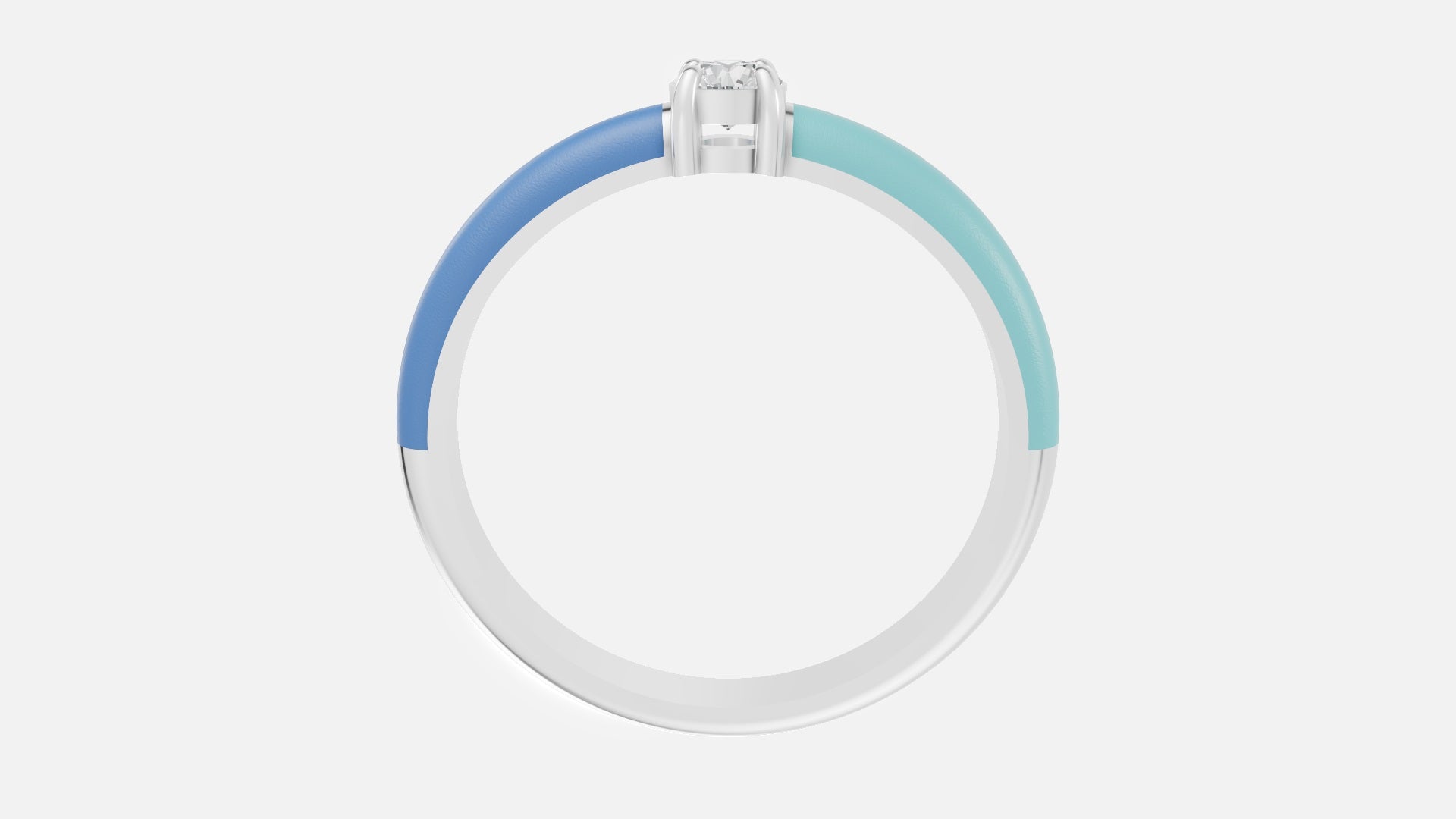 Silver Diamond Enamel Ring – VVS CVD Diamond Minimal Design