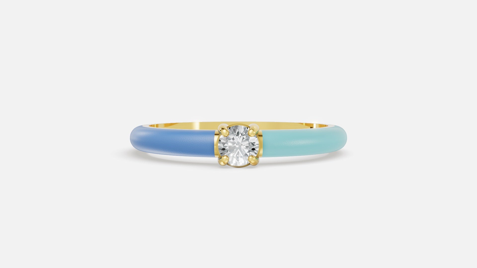 18K Gold Diamond Enamel Ring – VVS CVD Diamond 0.125ct