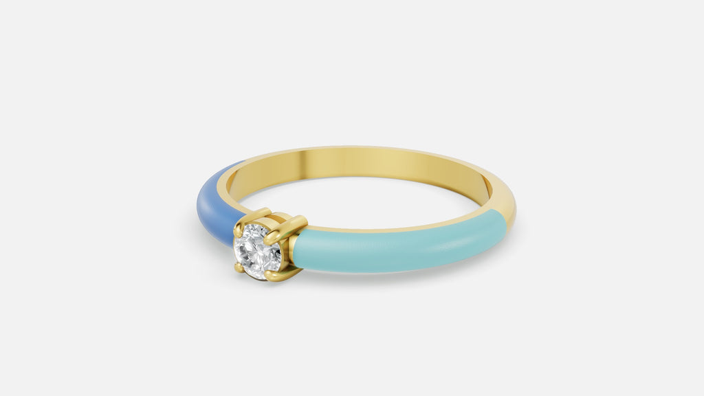 18K Gold Diamond Enamel Ring – VVS CVD Diamond 0.125ct