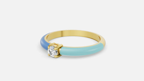 18K Gold Diamond Enamel Ring – VVS CVD Diamond 0.125ct