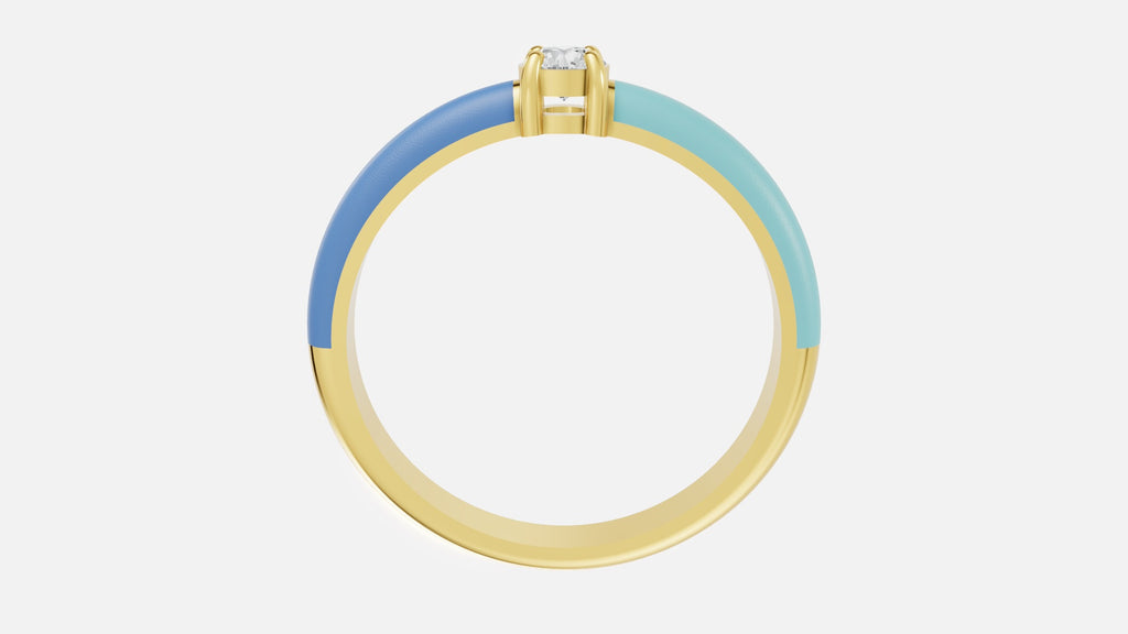 18K Gold Diamond Enamel Ring – VVS CVD Diamond 0.125ct