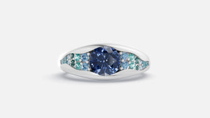 Sterling silver round-cut blue CVD lab-grown diamond ring 