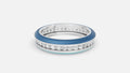 925 silver CVD diamond enamel ring VVS EF finish with blue enamel and diamond row front view