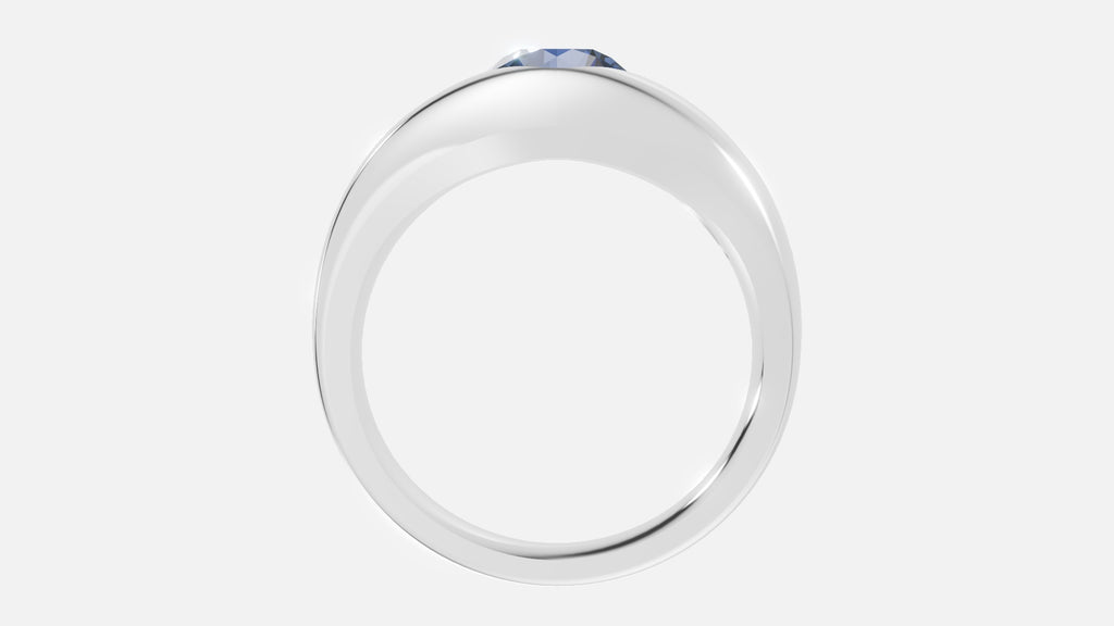 925 silver CVD diamond engagement ring VVS sparkle 0.014CT side profile polished silver band