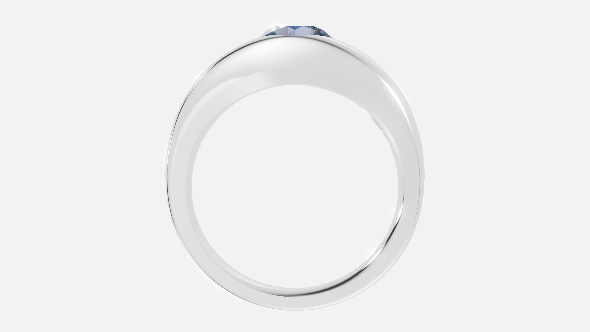 925 silver CVD diamond engagement ring VVS sparkle 0.014CT side profile polished silver band